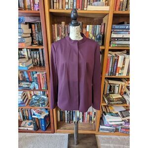 Hugo Boss eggplant purple wool button up jacket nwot sz 14 mandarin collar